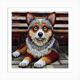 Dog On A Bench Art Print