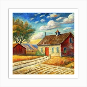 Barn On The Road Art Print