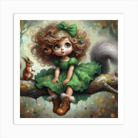 Little Girl In Green Dress 1 Art Print