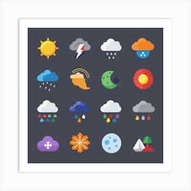 Weather Icons Set 7 Art Print