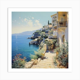 Azure Whispers: Watercolor Serenity Art Print