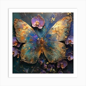 Butterfly With Orchids 3 Art Print