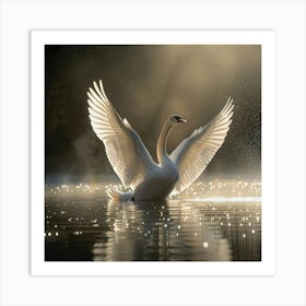 Swan in water Art Print