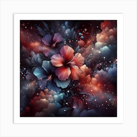 Hibiscus Flowers In The Sky Art Print