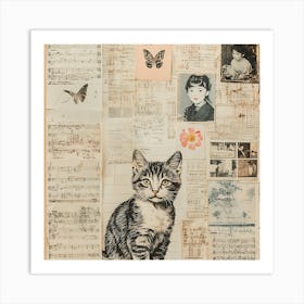 Cat On Paper Art Print