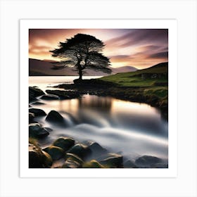 Lone Tree By The Water Art Print
