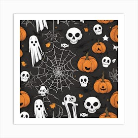 Halloween Seamless Pattern 1 Art Print