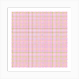 Pink Gingham Fabric Art Print