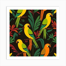 Tropical Parrots 1 Art Print