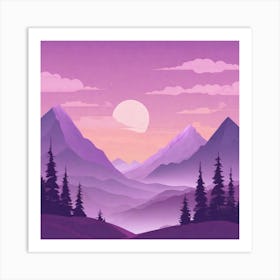 Misty mountains background in purple tone 111 Art Print