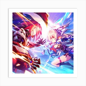 Two Anime Characters Fighting 2 Art Print