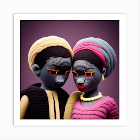 African Couple Woolitized Art Print