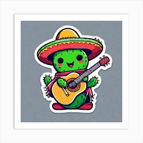 Cactus Playing Guitar 10 Art Print