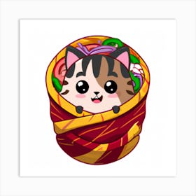 Cat In A WrapBurrito Art Print