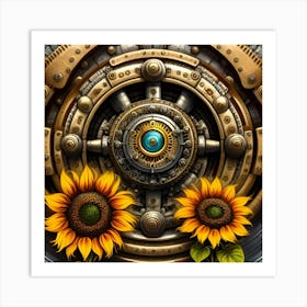 Steampunk Sunflowers Art Print