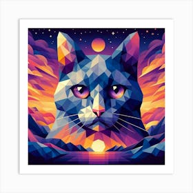 Cinnamon Low Poly Cat Art Print