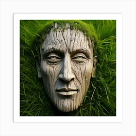 Firefly Weathered, Furrowed, Face, Grass, Wood, Nature, Texture, Sculpture, Organic, Earthy, Aged, W (3) Art Print