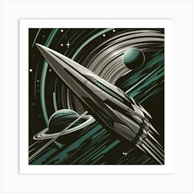 Spaceship Saturn Art Print