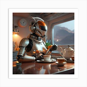 Robot Tea Time Art Print