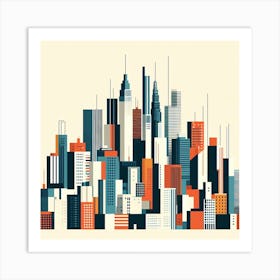 Abstract Geometric City Skyline Art Print