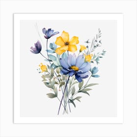 Watercolor Flowers Bouquet Art Print