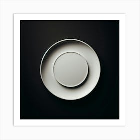 White Plate On Black Background 2 Art Print