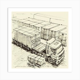 Sketch Of A Truck Art Print