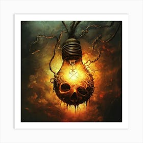 Skull Light Bulb Art Print