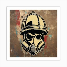 Firefighter Gas Mask Art Print