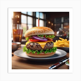 Hamburger On A Plate 189 Art Print