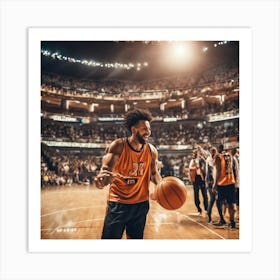 Basketball Player In A Stadium Art Print