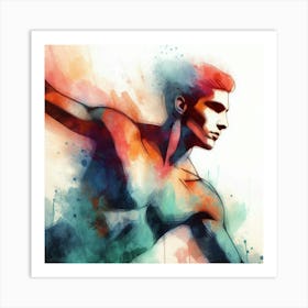 Watercolor Of A Man Art Print