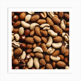 Nuts On A Black Background 5 Art Print