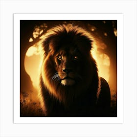 Lion In The Forest 5 Art Print