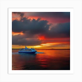 Sunset On A Ferry 18 Art Print