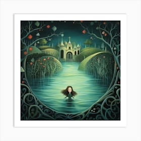 Girl In The Water Art Print