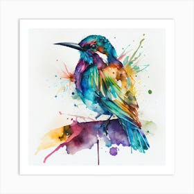 Bird Watercolor Abstract Art Print
