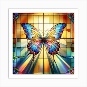 Stained Glass Butterfly Art III Art Print