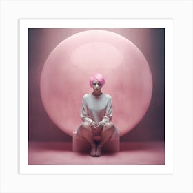 Portrait Of A Woman With Pink Hair Art Print