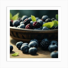 Blackberries In A Bowl Art Print