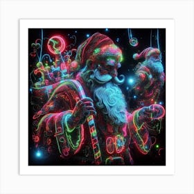 Neon Santa Art Print