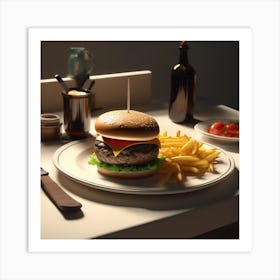 Burger And Fries 20 Art Print