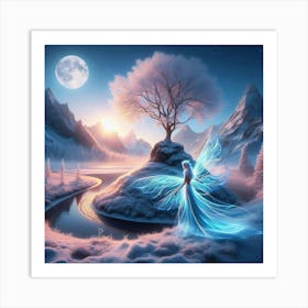 Fairy and the white tree Art Print