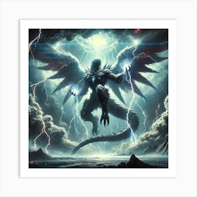 A Sci Fi Depiction Of Voltros, The Thunder Phoenix Storms Wrath Art Print