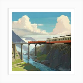 Train Crossing A River Art Print