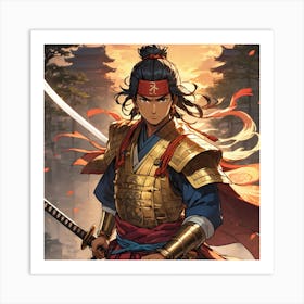 Ahom warrior as a Samurai Art Print