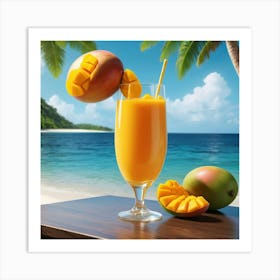 Mango Juice On The Beach Art Print