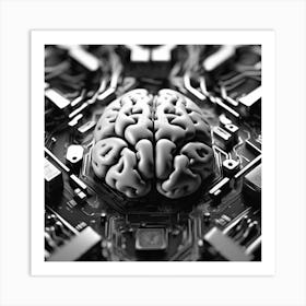 Brain On A Circuit Board 42 Art Print