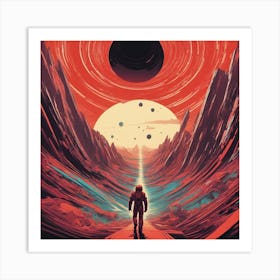 Mars Is Walking Down A Long Path, In The Style Of Bold And Colorful Graphic Design, David , Rainbow Art Print