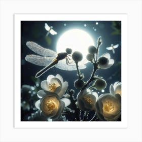 Dragonfly On A Flower 2 Art Print